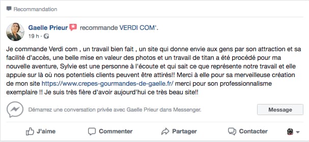 Recommandation FACEBOOK Crepes Gaelle